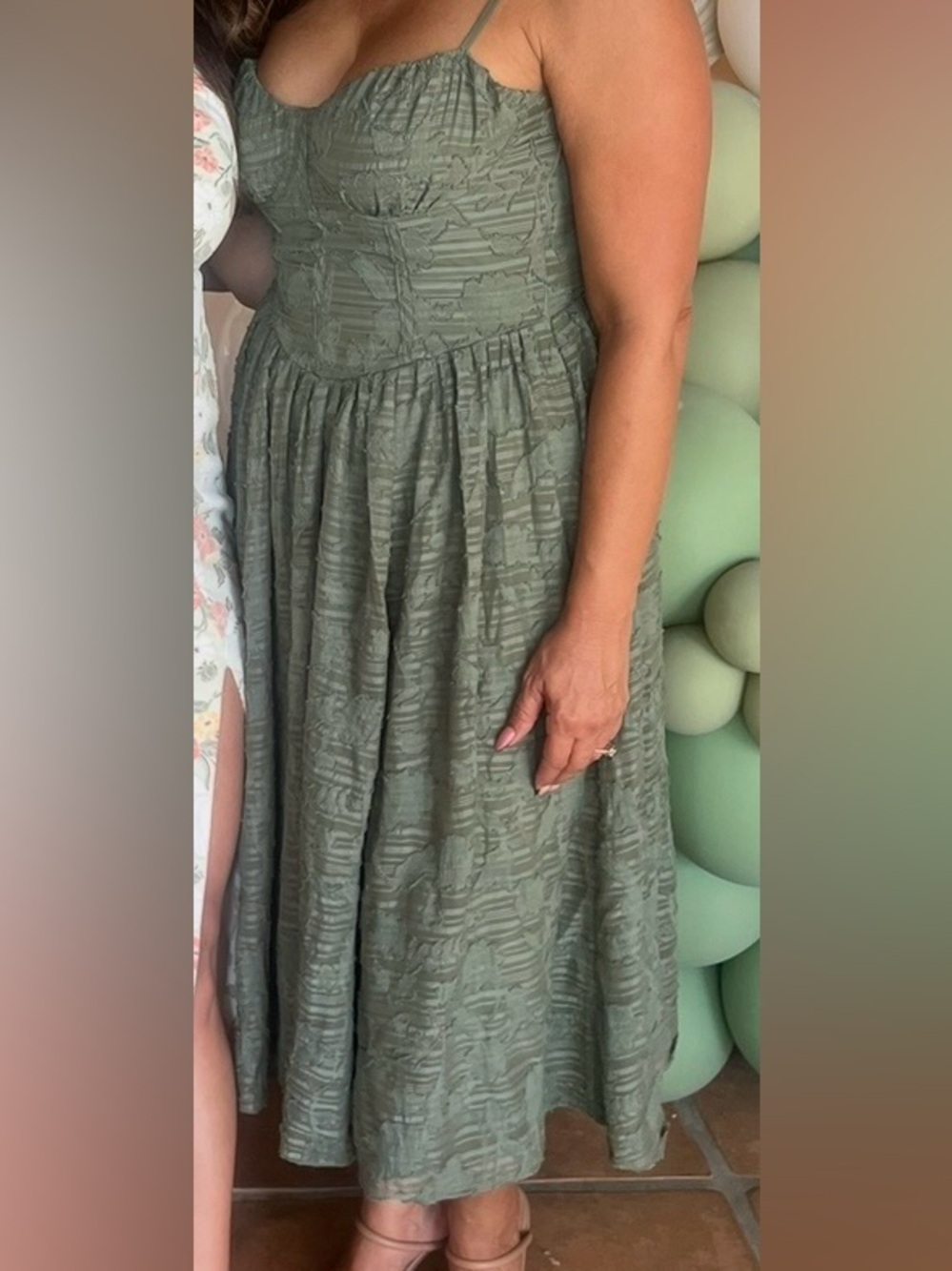 Jessica Simpson Sage Green Textured Maxi Dress